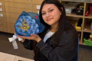 Destiny and her flowers horizontal